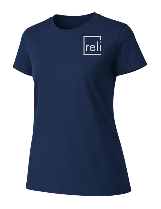 Womens Ring Spun Navy 4.5 oz T-Shirt w/Reli Title Logo