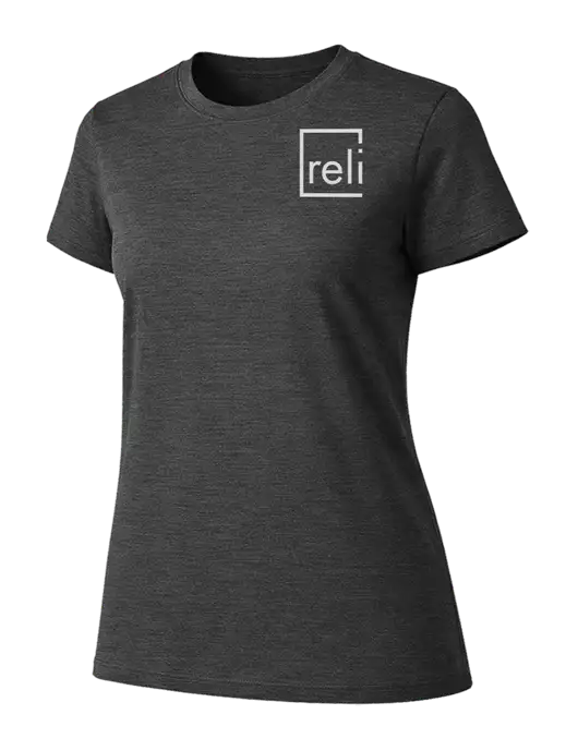 Womens Ring Spun Dark Heather Grey 4.5 oz T-Shirt w/Reli Title Logo