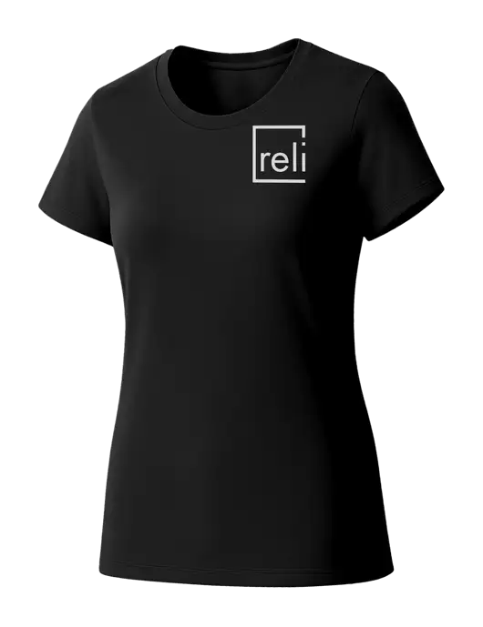 Womens Seriously Soft Black T-Shirt w/Reli Title Logo
