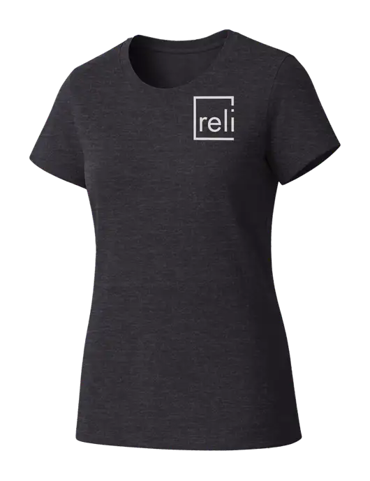 Womens Seriously Soft Heathered Charcoal T-Shirt w/Reli Title Logo