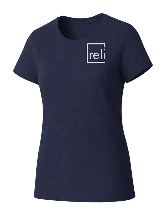 Womens Seriously Soft Heathered Navy T-Shirt w/Reli Title Logo