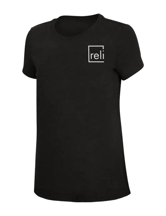 Womens Simply Soft Black 4.5oz Poly/Combed Ring Spun Cotton T-Shirt w/Reli Title Logo