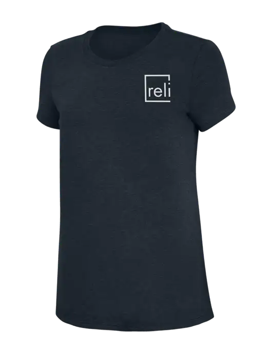 Womens Simply Soft Navy 4.5oz Poly/Combed Ring Spun Cotton T-Shirt w/Reli Title Logo