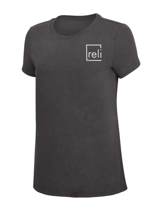 Womens Simply Soft Heather Charcoal 4.5oz  Poly/Combed Ring Spun Cotton T-Shirt w/Reli Title Logo