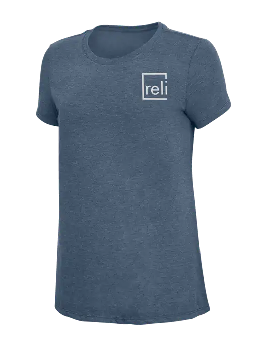 Womens Simply Soft Navy Frost 4.5oz  Poly/Combed Ring Spun Cotton T-Shirt w/Reli Title Logo