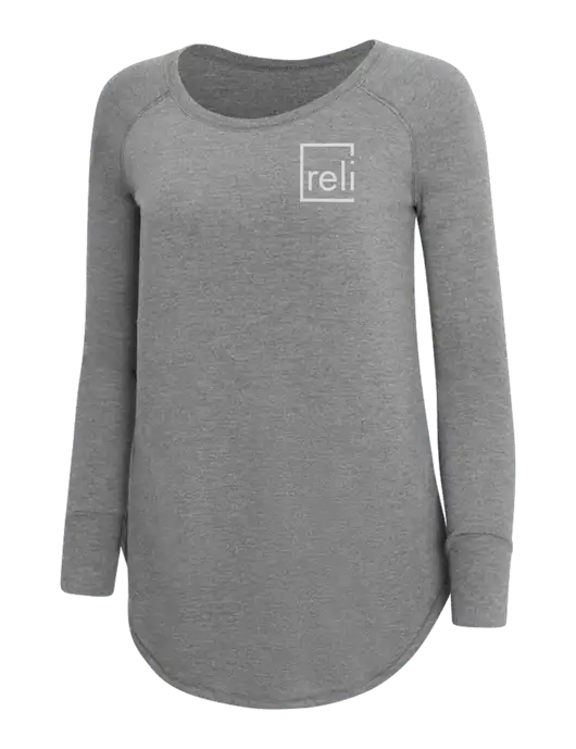 Womens Perfect Wide Collar Tunic Tri-Blend Grey Frost 4.5 oz T-Shirt w/Reli Title Logo