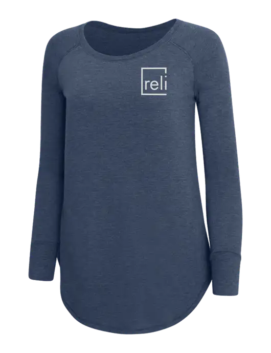 Womens Perfect Wide Collar Tunic Tri-Blend Navy Frost 4.5 oz T-Shirt w/Reli Title Logo