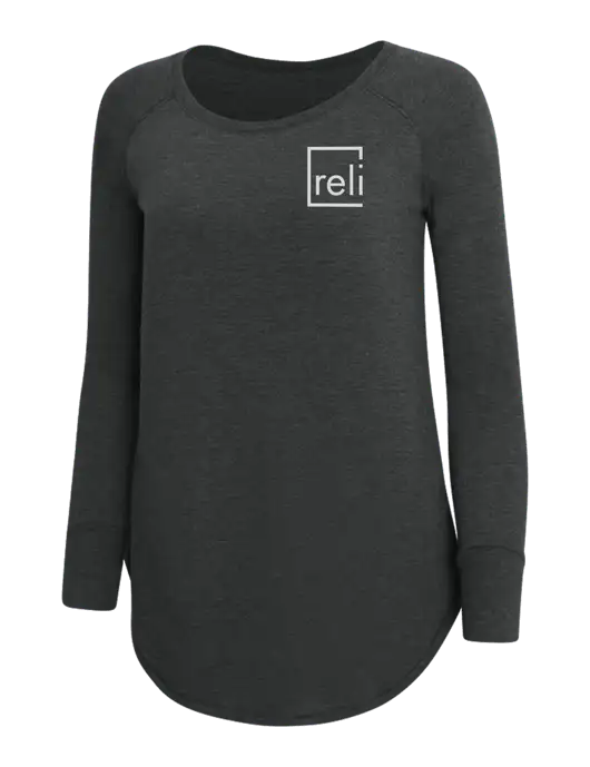 Womens Perfect Wide Collar Tunic Tri-Blend Black Frost 4.5 oz T-Shirt w/Reli Title Logo
