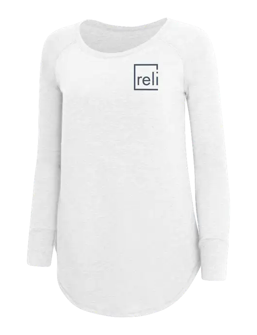 Womens Perfect Wide Collar Tunic Tri-Blend White 4.5 oz T-Shirt w/Reli Title Logo