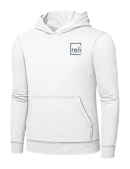 White 7.8 oz Ring Spun Hooded Sweatshirt w/Reli Title Logo