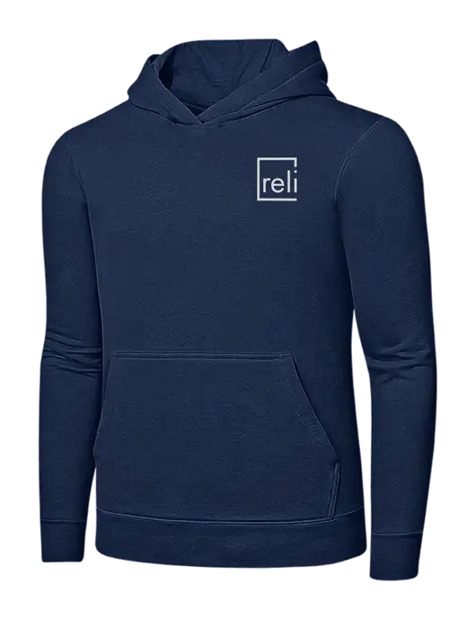 Navy 7.8 oz Ring Spun Hooded Sweatshirt w/Reli Title Logo