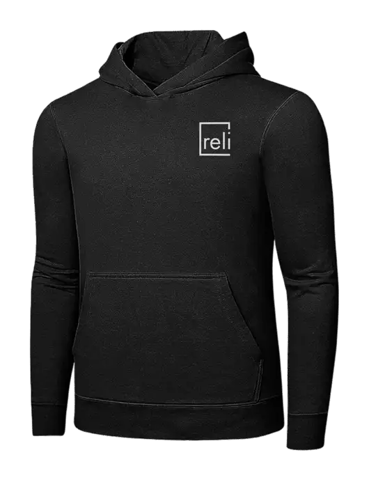 Jet Black 7.8 oz Ring Spun Hooded Sweatshirt w/Reli Title Logo