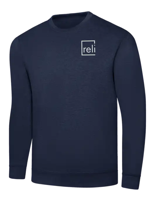 Navy 7.8 oz Ring Spun Crew Sweatshirt w/Reli Title Logo