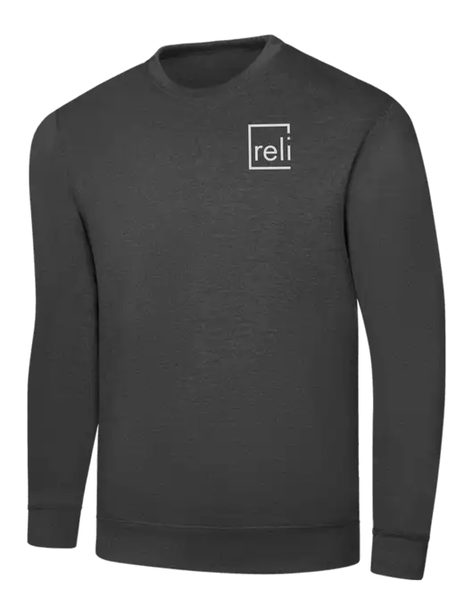 Dark Heather Grey 7.8 oz Ring Spun Crew Sweatshirt w/Reli Title Logo