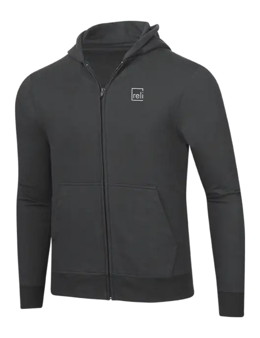 Charcoal 8.5 oz Ring Spun Zip Hooded Sweatshirt w/Reli Title Logo