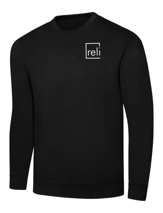 Black 7.8 oz Ring Spun Crew Sweatshirt w/Reli Title Logo