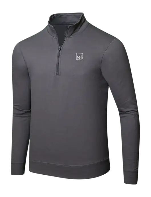 Charcoal 8.5 oz Ring Spun 1/4 Zip Pullover Sweatshirt w/Reli Title Logo