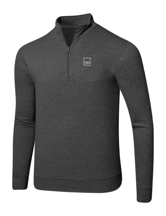 Dark Heather Grey 8.5 oz Ring Spun 1/4 Zip Pullover Sweatshirt w/Reli Title Logo