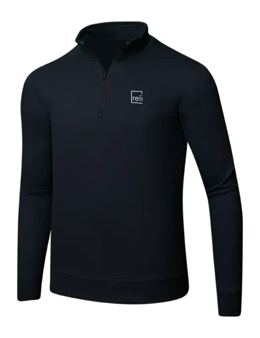 Jet Black 8.5 oz Ring Spun 1/4 Zip Pullover Sweatshirt w/Reli Title Logo