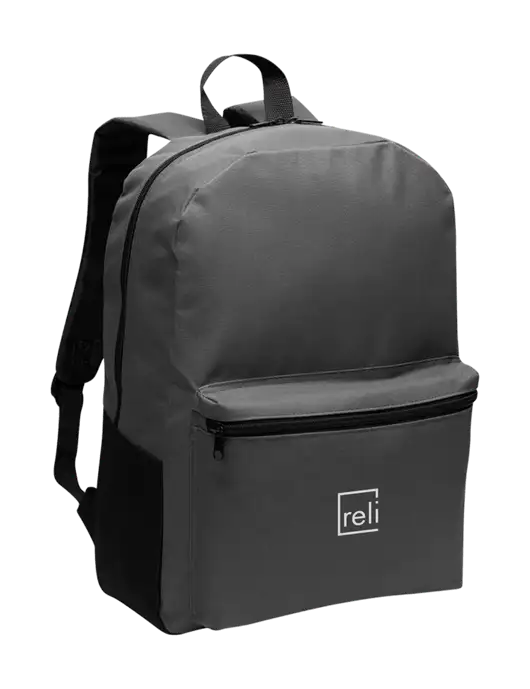 Casual Dark Charcoal Lightweight Laptop Backpack w/Reli Title Logo