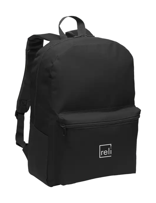 Casual Black Lightweight Laptop Backpack w/Reli Title Logo