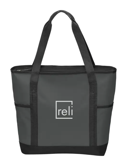 On the Go Charcoal/Black Tote  w/Reli Title Logo