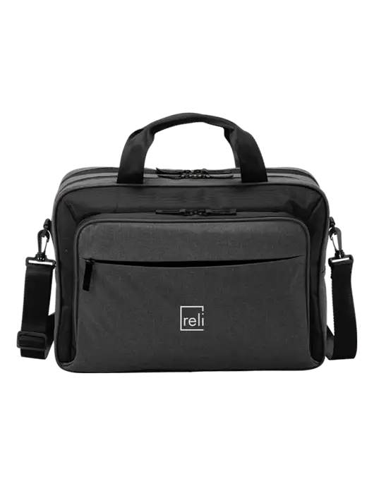 Travel Exec Graphite Heather/Black Laptop Briefcase w/Reli Title Logo