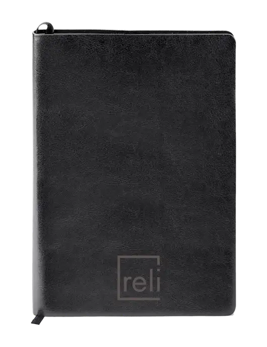 Fabrizio Black Soft Cover 5.75 x 8.125 Journal w/Reli Title Logo