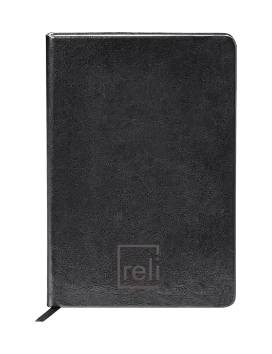 Fabrizio Black Hard Cover 5.75 x 8.3 Journal w/Reli Title Logo