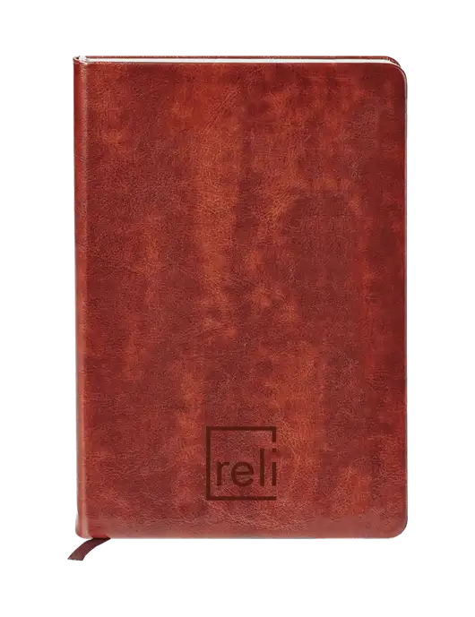 Fabrizio Brown Hard Cover 5.75 x 8.3 Journal w/Reli Title Logo