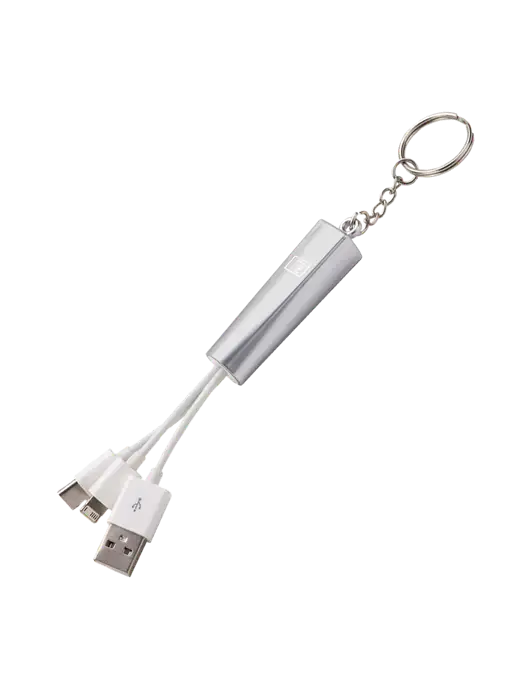 Silver Light-Up Charging Cable with Key Ring w/Reli Title Logo