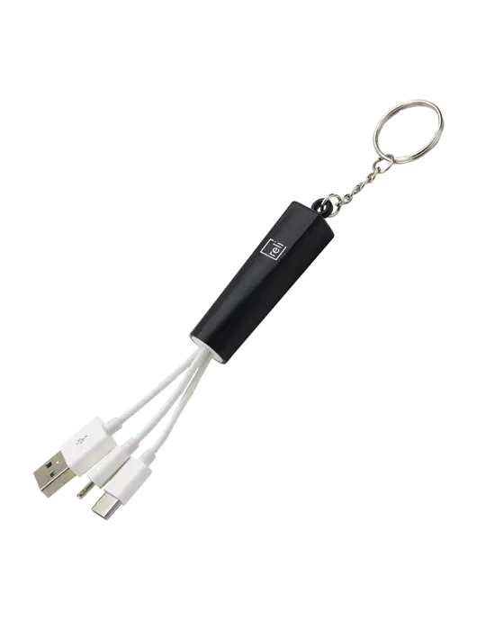 Black Light-Up Charging Cable with Key Ring w/Reli Title Logo