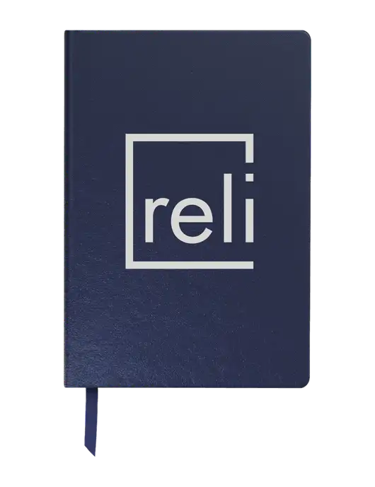 Achieve Navy Hardcover Journal, 5.5 x 8.37 w/Reli Title Logo