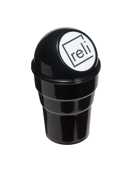 Black Car Cup Holder Trash Can w/Reli Title Logo