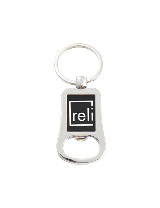 Silver & Black Bottle Opener Keychain w/Reli Title Logo