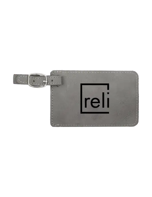 Grey Leatherette Luggage Tag w/Reli Title Logo