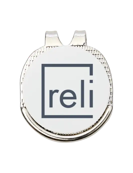 Antique Silver Hat Clip w/Golf Ball Marker w/Reli Title Logo