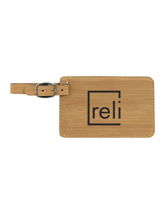 Bamboo Leatherette Luggage Tag w/Reli Title Logo