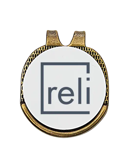 Antique Gold Hat Clip w/Golf Ball Marker w/Reli Title Logo