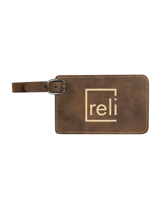 Rustic Leatherette Luggage Tag w/Reli Title Logo
