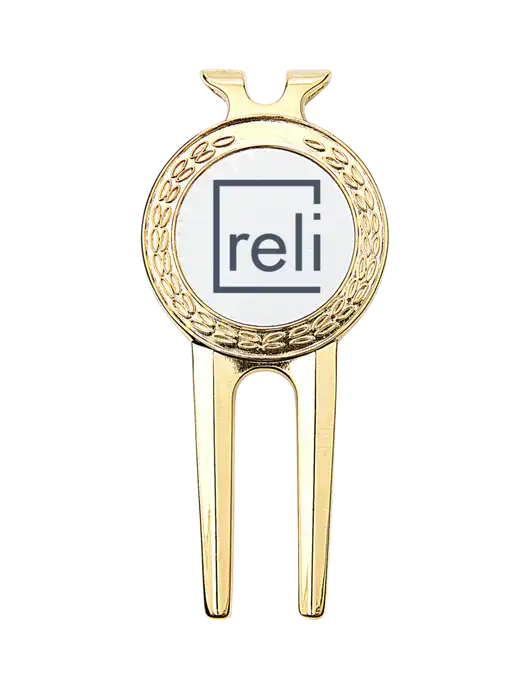 Gold Divot Tool, 1.5 x 3 w/Reli Title Logo