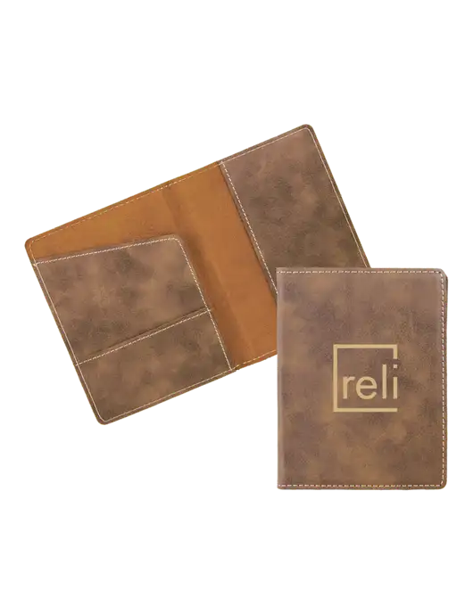 Rustic Leatherette Passport Holder w/Reli Title Logo