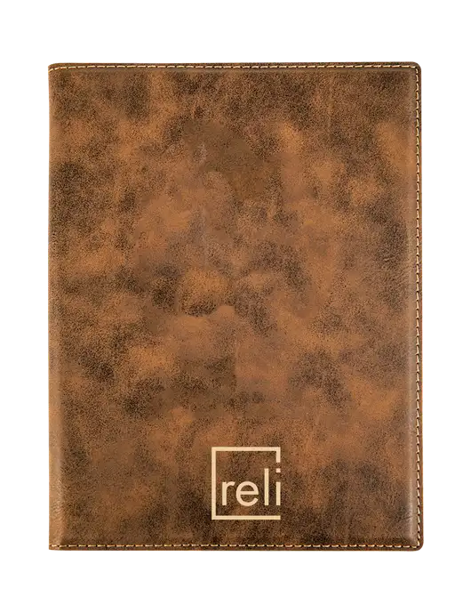 Rustic Leatherette 7 x 9 Portfolio with Notepad w/Reli Title Logo