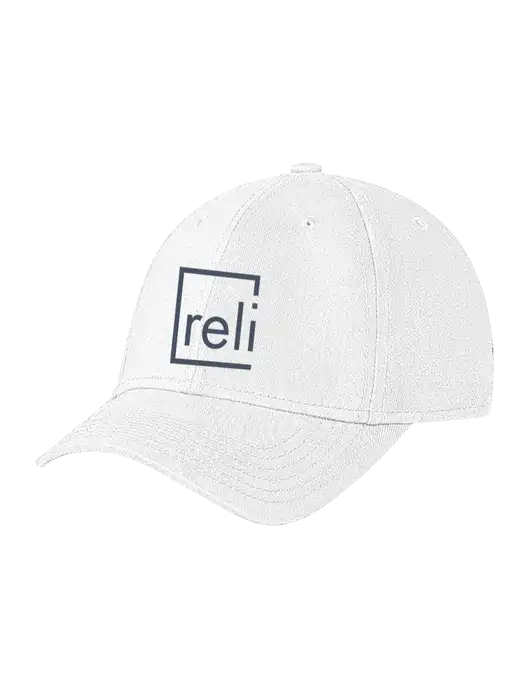 White Structured Soft Snap Closure Hook & Loop Cap w/Reli Title Logo