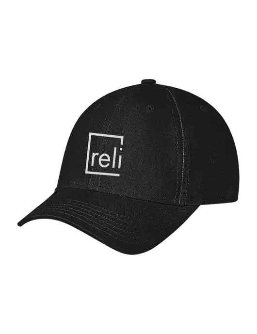 Black Structured Soft Snap Closure Hook & Loop Cap w/Reli Title Logo
