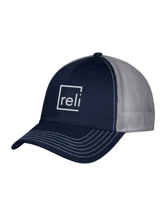 Navy & Grey Mesh Trucker Cap Snap Back w/Reli Title Logo