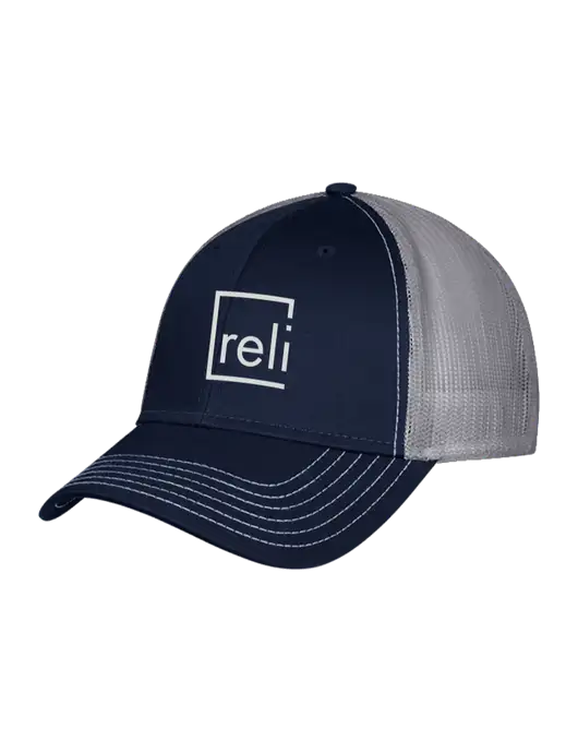 Navy/Grey Mesh Trucker Cap Snap Back w/Reli Title Logo