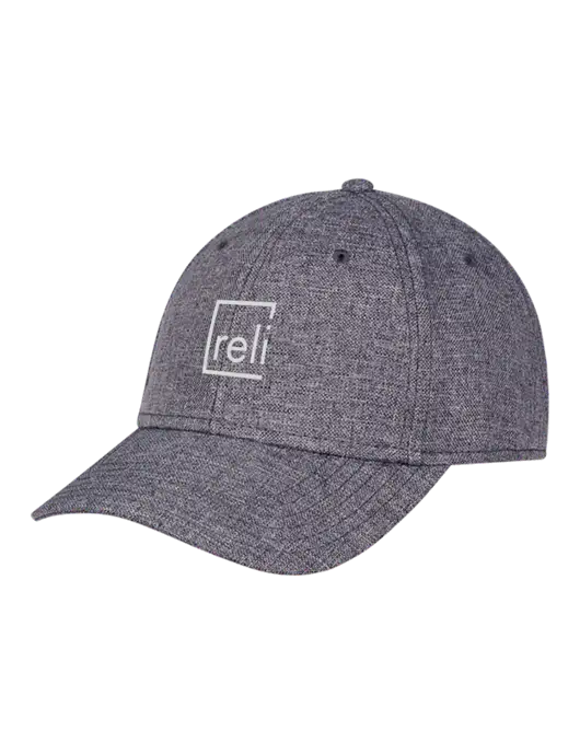 Heather Charcoal Structured Linen Look Cap Hook & Loop w/Reli Title Logo