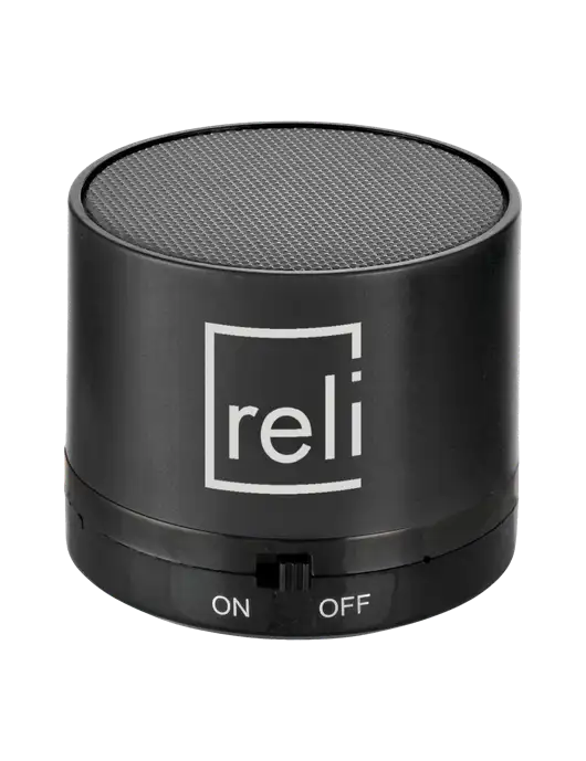 Black Cylinder Bluetooth Speaker w/Reli Title Logo