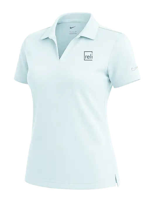 NIKE Very Light Blue Womens Dri-Fit Micro Pique Polo w/Reli Title Logo